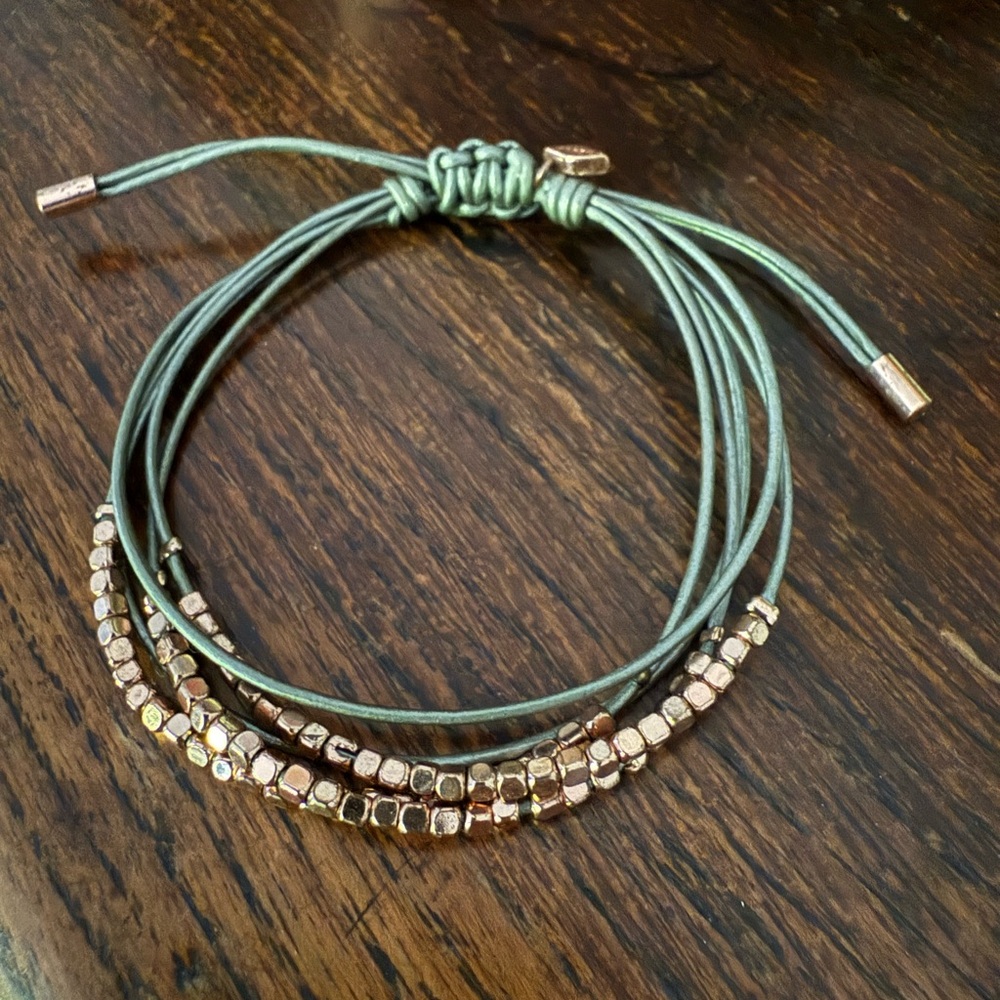Fossil Gold and Grey Beaded Bracelet